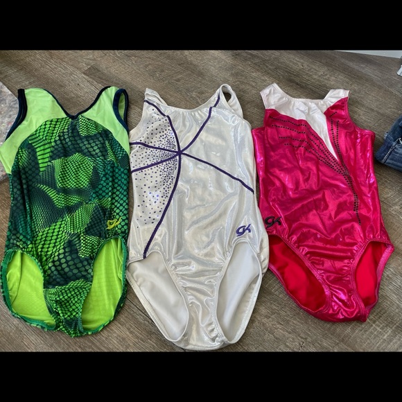 Lot Bundle of 3 GK Elite Practice Leotards Leos Gymnastics Size AXS